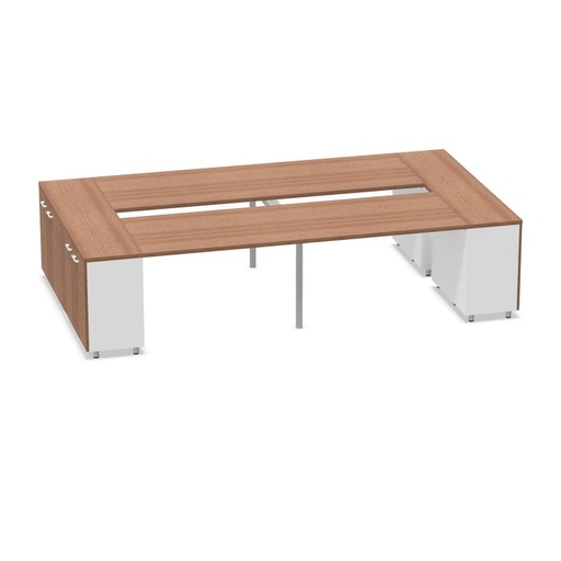 Gamba ad U Composizione 4 scrivanie P. 80 CM Bench con armadi con ante